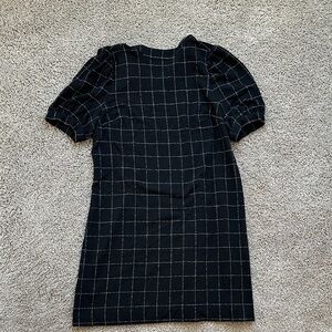 LOFT Black Windowpane Mini Dress